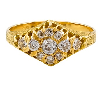 18ct gold Vintage Diamond Cluster Ring size O